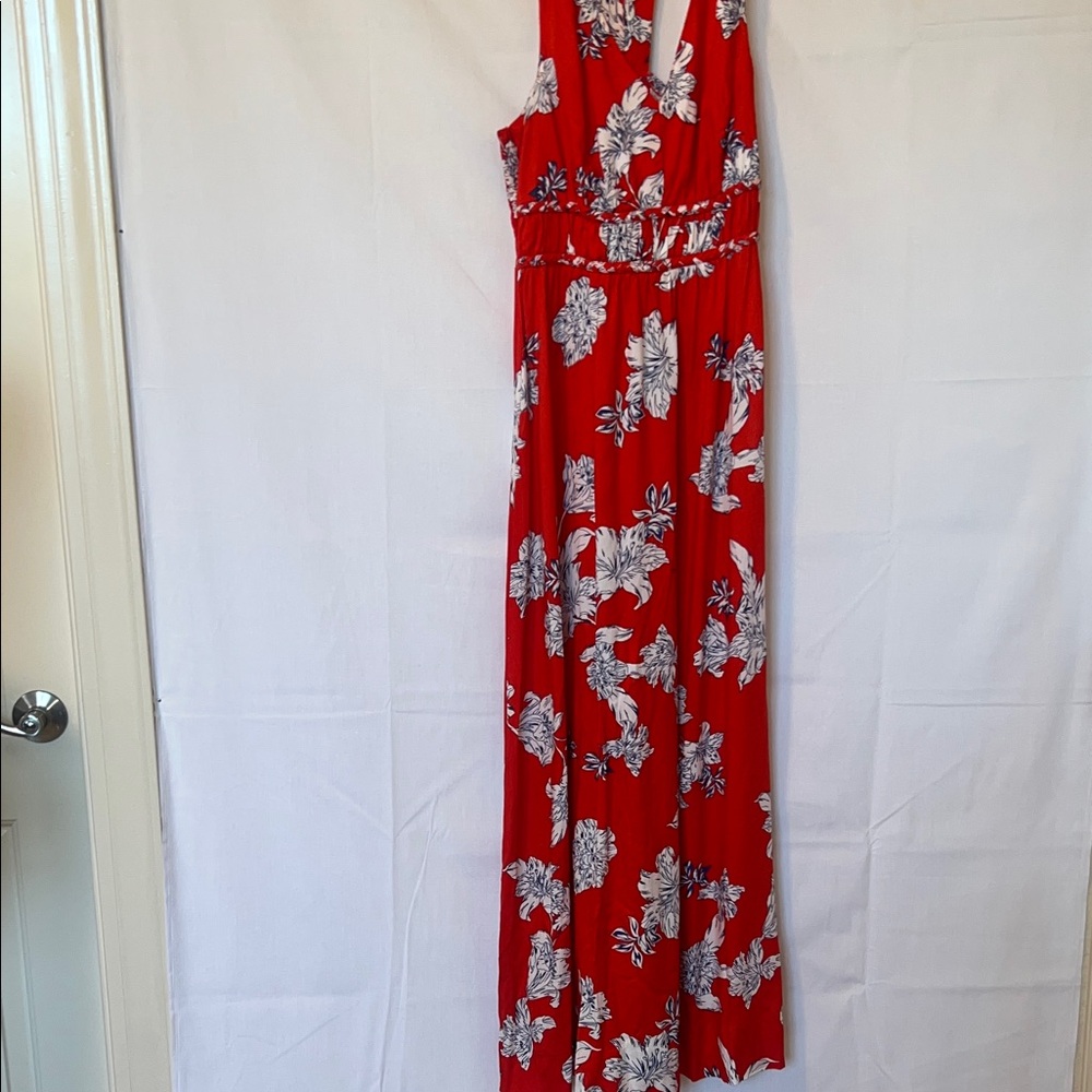 Vintage America Red Floral Maxi Dress